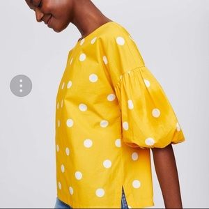 Ann Taylor LOFT Polka Dot Bubble Sleeve Blouse